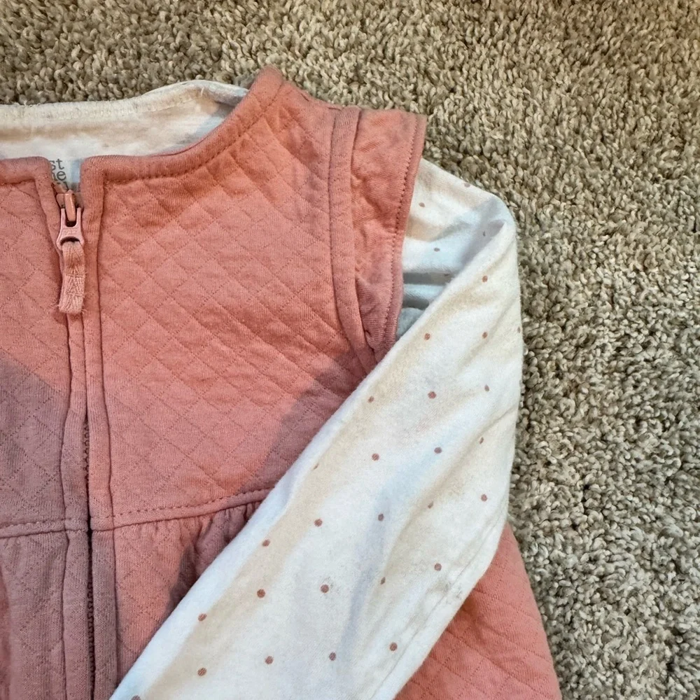 Just One You by Carter’s Quilted Vest & Long Sleeve Shirt Polka dot – Size 3T